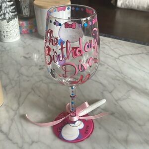 Lolita Birthday Diva Wine Glass - used only for decor. Includes pen!